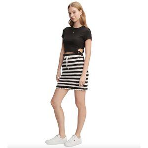 Tommy Jeans Women's Crochet Striped Cotton Skirt Nautical Pool Summer XL